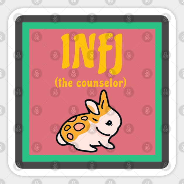 INFJ Personality Type Cute Bunny Rabbit (The Counselor) Advocates Mental Health Awareness Sticker by wigobun